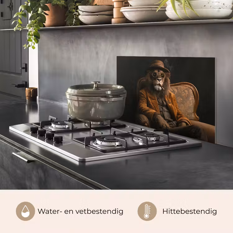 Bril - Leeuw - Bank - Hoed keuken achterwand spatscherm klein -usp_NL