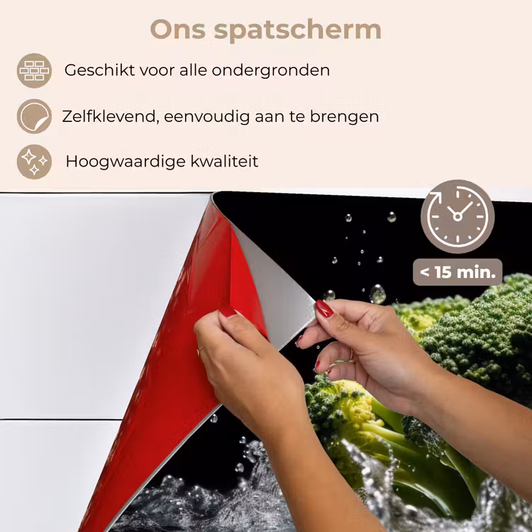 Broccoli - Groen - Water - Zwart keuken achterwand spatscherm klein -spatscherm_NL