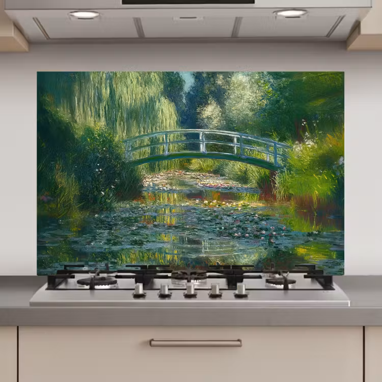 Brug - Hout - Vijver - Waterlelies keuken achterwand spatscherm klein -3d_website