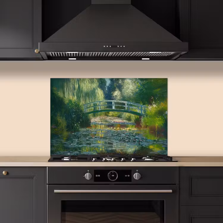 Brug - Hout - Vijver - Waterlelies keuken achterwand spatscherm klein -sfeer1