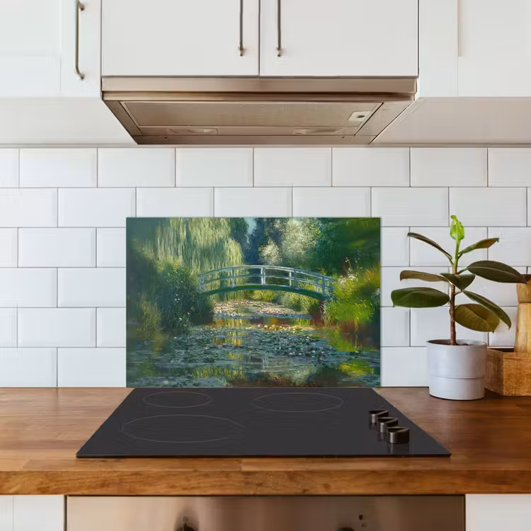 Brug - Hout - Vijver - Waterlelies keuken achterwand spatscherm klein -sfeer2