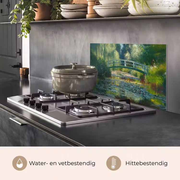 Brug - Hout - Vijver - Waterlelies keuken achterwand spatscherm klein -usp_NL