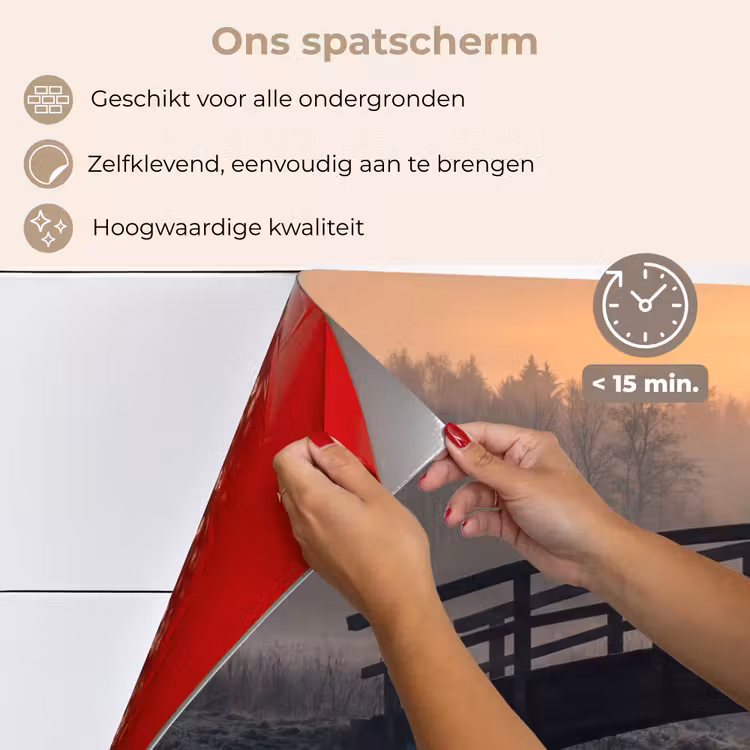 Brug - Mist - Bomen - Water keuken achterwand spatscherm klein -spatscherm_NL
