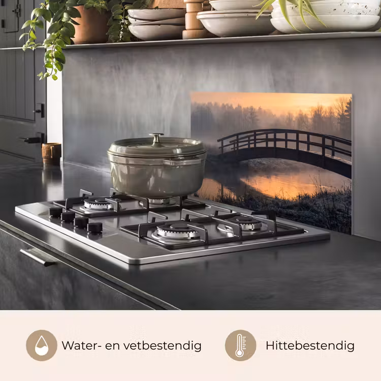 Brug - Mist - Bomen - Water keuken achterwand spatscherm klein -usp_NL