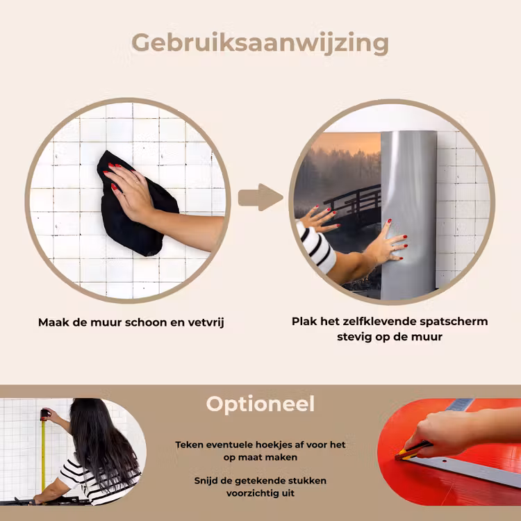 Brug - Mist - Bomen - Water keuken achterwand spatscherm klein -gebruiksaanwijzing_NL