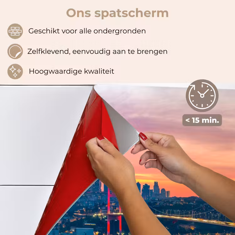 Brug - Rood - Skyline - Water keuken achterwand spatscherm klein -spatscherm_NL