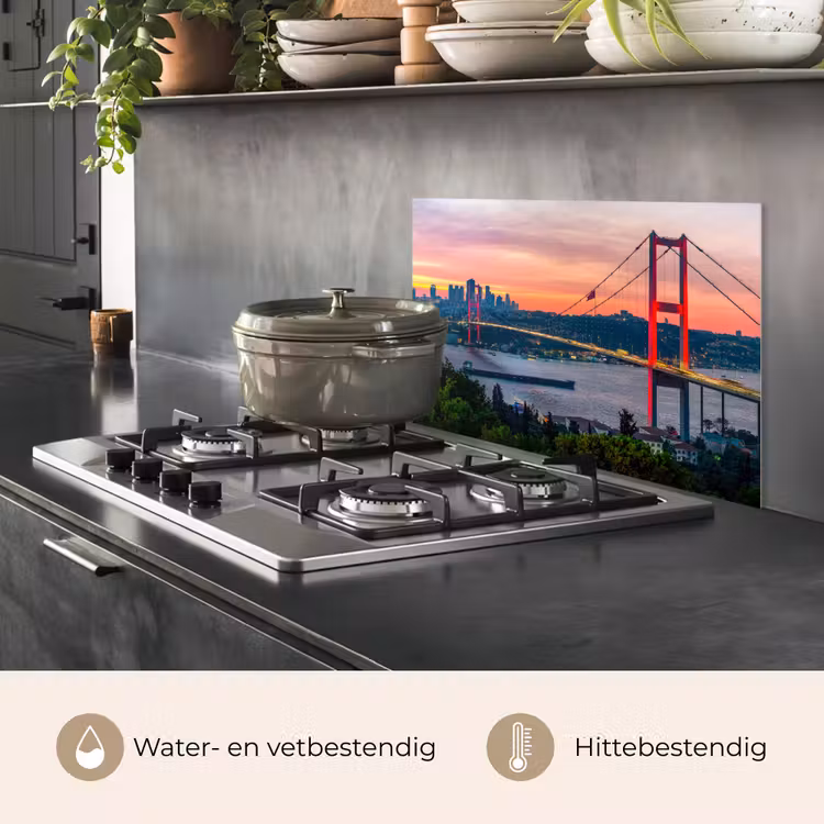Brug - Rood - Skyline - Water keuken achterwand spatscherm klein -usp_NL