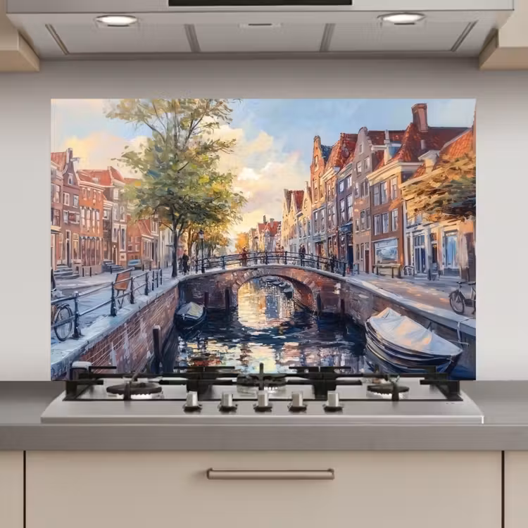 Brug - Stad - Huizen - Boot keuken achterwand spatscherm klein -3d_website