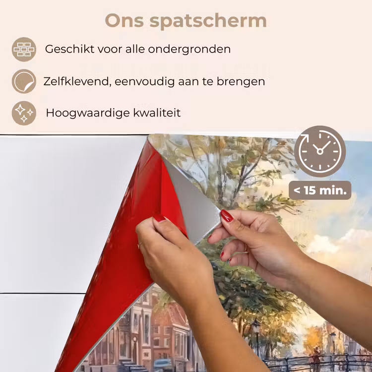 Brug - Stad - Huizen - Boot keuken achterwand spatscherm klein -spatscherm_NL