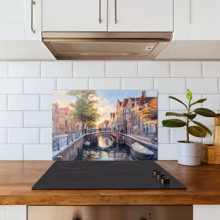 Brug - Stad - Huizen - Boot keuken achterwand spatscherm klein -sfeer2
