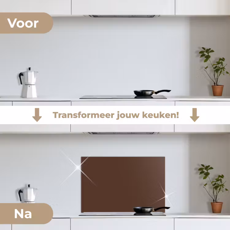 Bruin - Donker - Kleuren keuken achterwand spatscherm klein 900 -voor_na_NL
