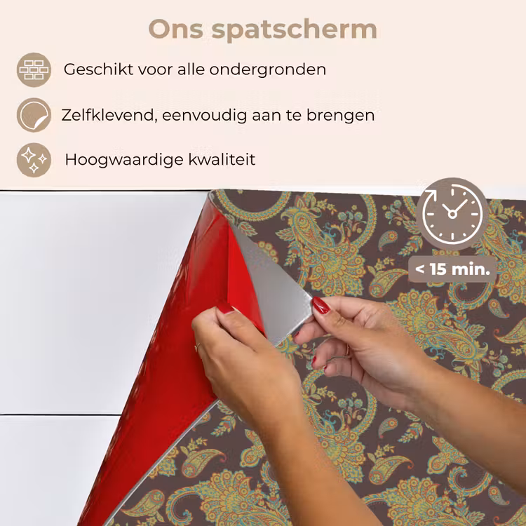 Bruin - Groen - Bloemen keuken achterwand spatscherm klein 900 -spatscherm_NL