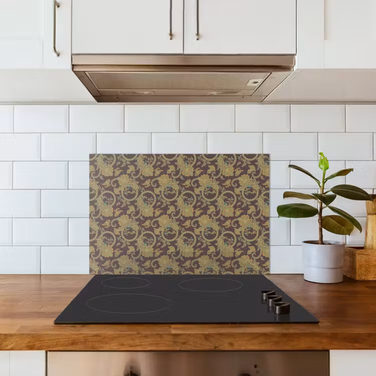 Bruin - Groen - Bloemen keuken achterwand spatscherm klein 900 -sfeer2