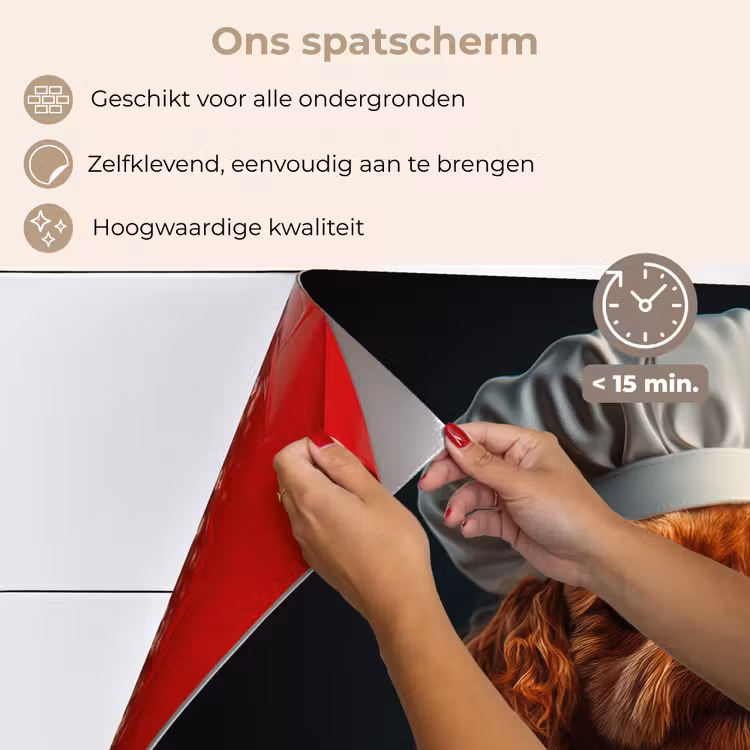 Bruin - Kok - Hondje keuken achterwand spatscherm klein -spatscherm_NL