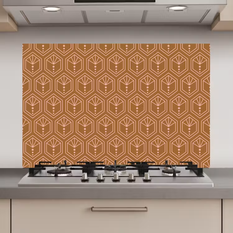 Bruin - Roze - Geometrisch - Patroon keuken achterwand spatscherm klein 900 -3d_website