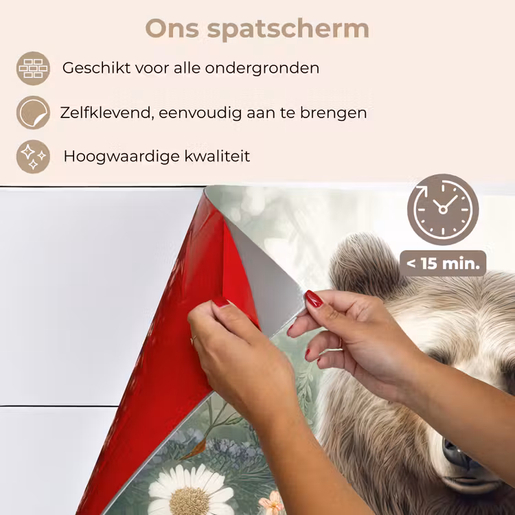 Bruine beer - Wilde dieren - Bloemen - Planten keuken achterwand spatscherm klein -spatscherm_NL