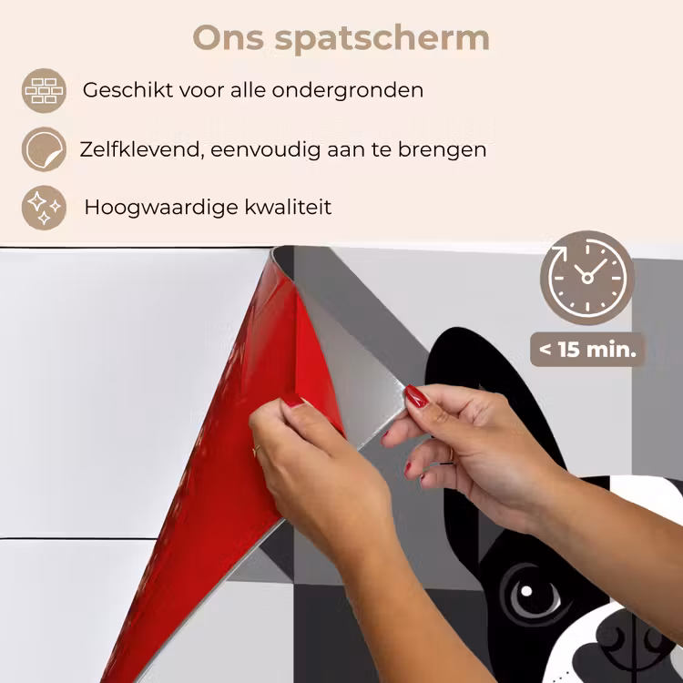 Buldog - Zwart - Abstract - Vlakken keuken achterwand spatscherm klein -spatscherm_NL