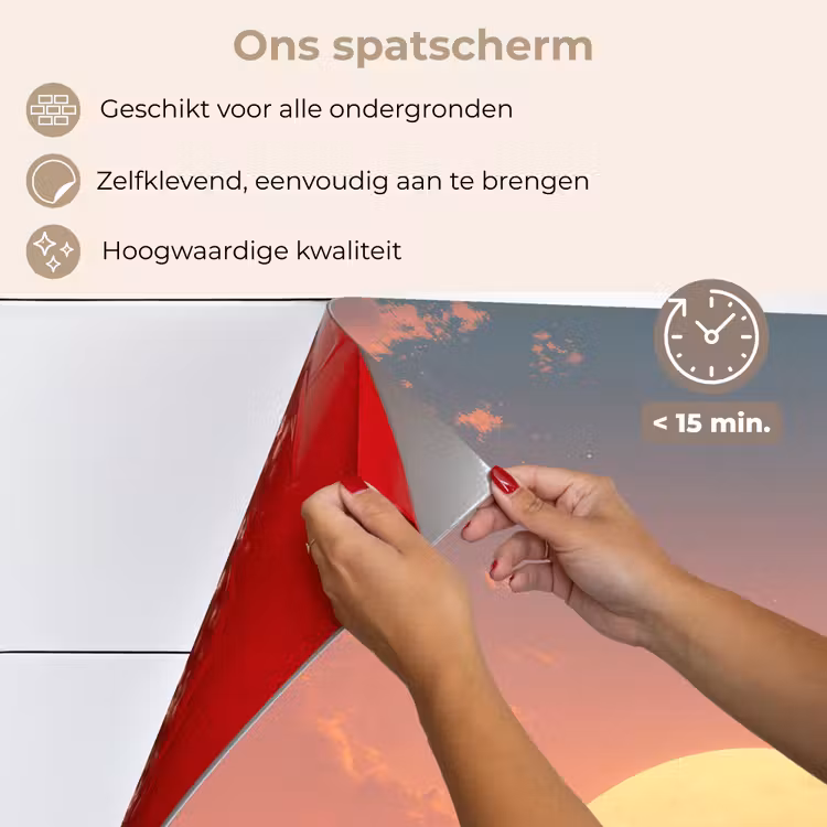 Busje - Kat - Zonsondergang - Oranje keuken achterwand spatscherm klein -spatscherm_NL