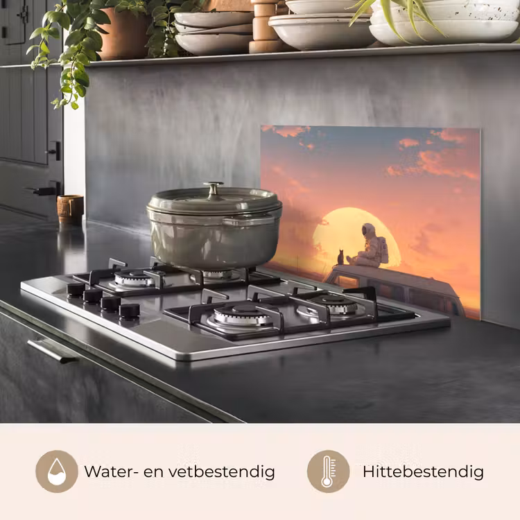 Busje - Kat - Zonsondergang - Oranje keuken achterwand spatscherm klein -usp_NL