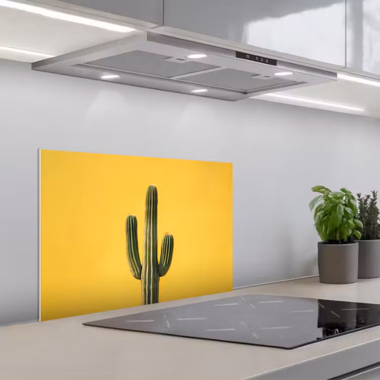 Cactus - Groen - Minimalistisch keuken achterwand spatscherm klein -3d_schuin