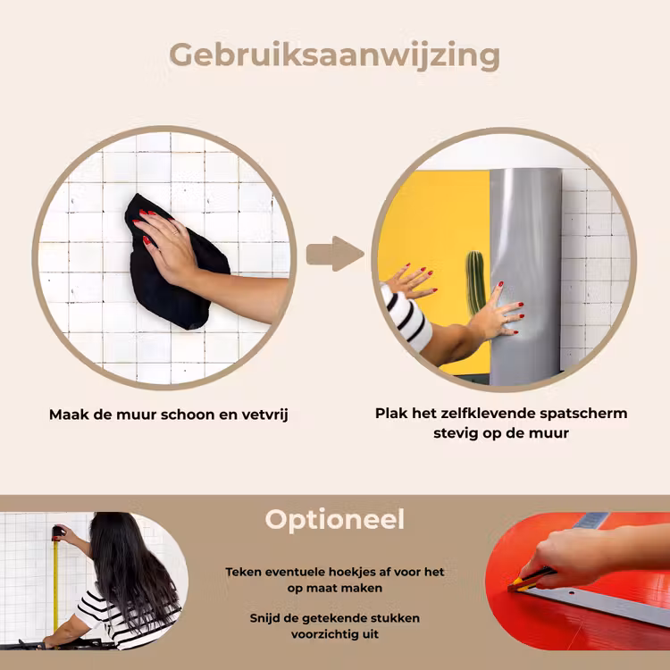 Cactus - Groen - Minimalistisch keuken achterwand spatscherm klein -gebruiksaanwijzing_NL