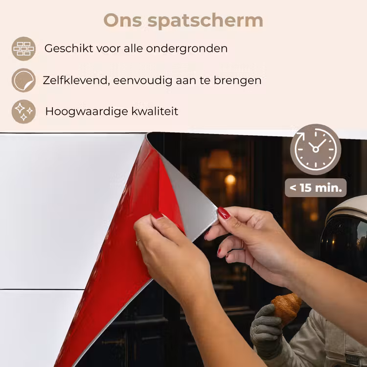 Café - Croissant - Koffie - Astronaut keuken achterwand spatscherm klein -spatscherm_NL