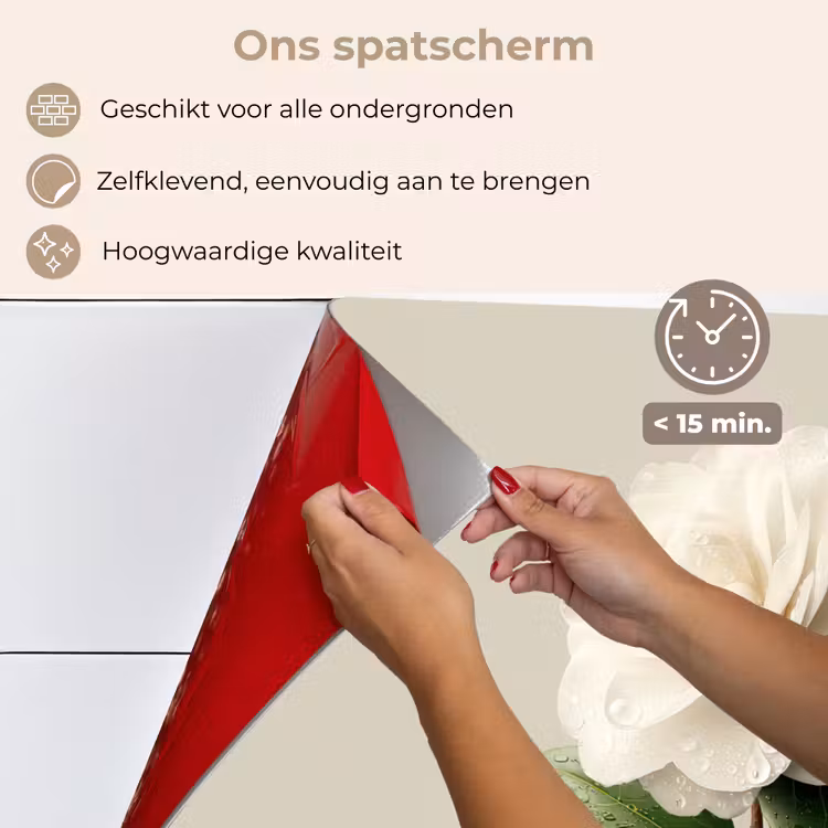 Cameliabloem - Wit - Groen keuken achterwand spatscherm klein -spatscherm_NL