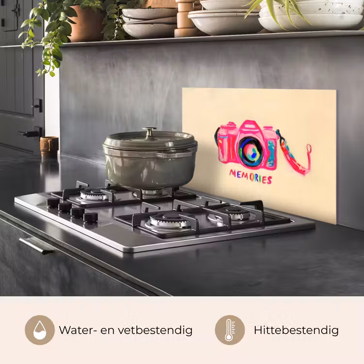 Camera - Memories - Roze - Geschilderd keuken achterwand spatscherm klein -usp_NL
