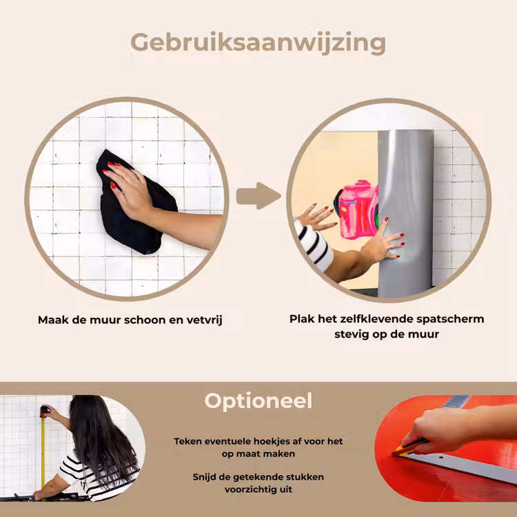 Camera - Memories - Roze - Geschilderd keuken achterwand spatscherm klein -gebruiksaanwijzing_NL