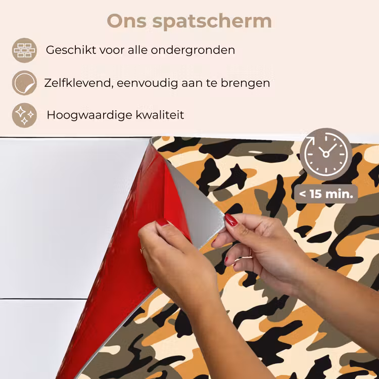 Camouflage - Aardetinten - Patroon keuken achterwand spatscherm klein 900 -spatscherm_NL