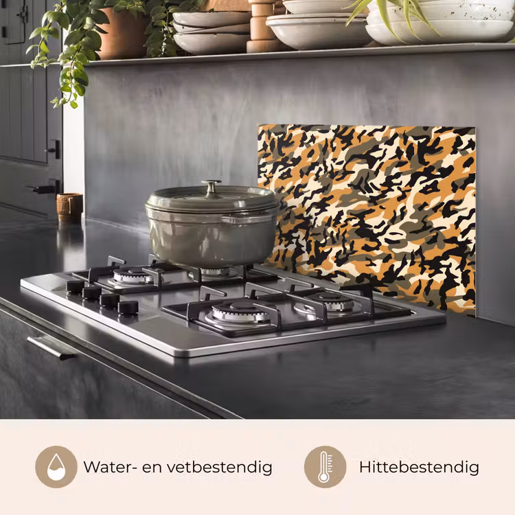 Camouflage - Aardetinten - Patroon keuken achterwand spatscherm klein 900 -usp_NL