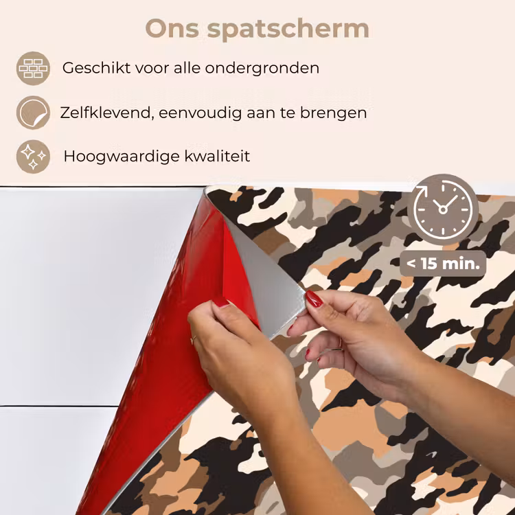 Camouflage - Patroon - Beige - Bruin keuken achterwand spatscherm klein 900 -spatscherm_NL