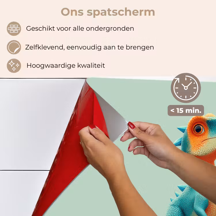 Cartoon - Dino - Oranje - Stekels keuken achterwand spatscherm klein -spatscherm_NL
