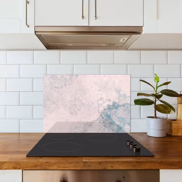 Cement - Beton - Retro - Industrieel - Wit - Blauw keuken achterwand spatscherm klein -sfeer2