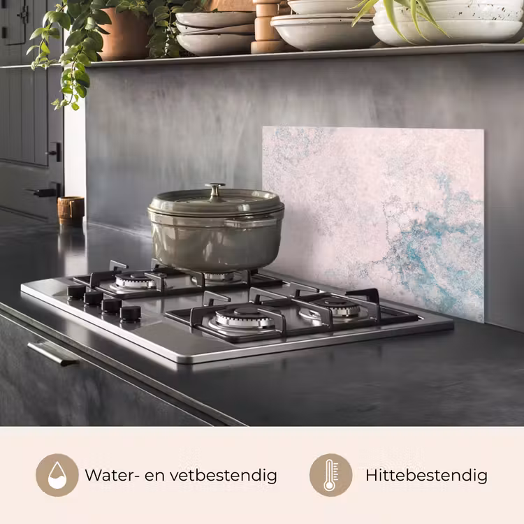 Cement - Beton - Retro - Industrieel - Wit - Blauw keuken achterwand spatscherm klein -usp_NL