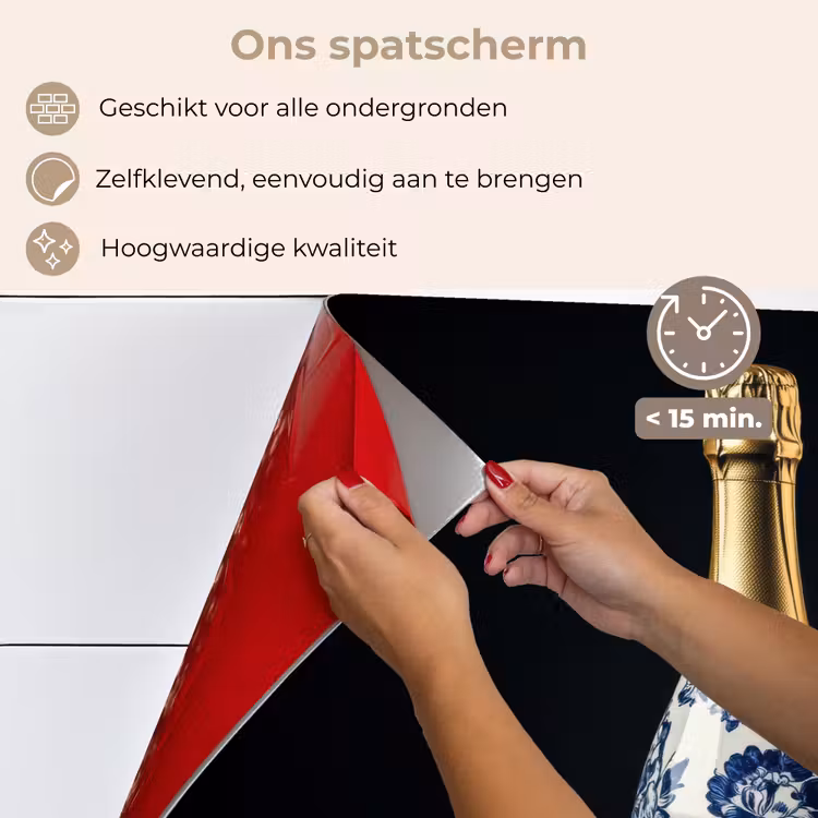 Champagne - Bloemen - Goud - Chique keuken achterwand spatscherm klein -spatscherm_NL