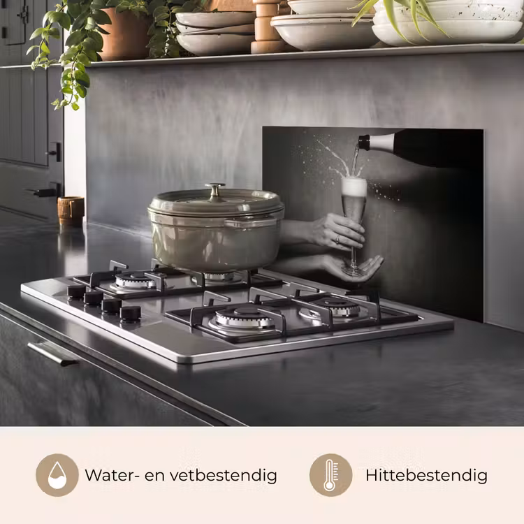Champagnefles - Glas - Minimalistisch - Spetters keuken achterwand spatscherm klein -usp_NL