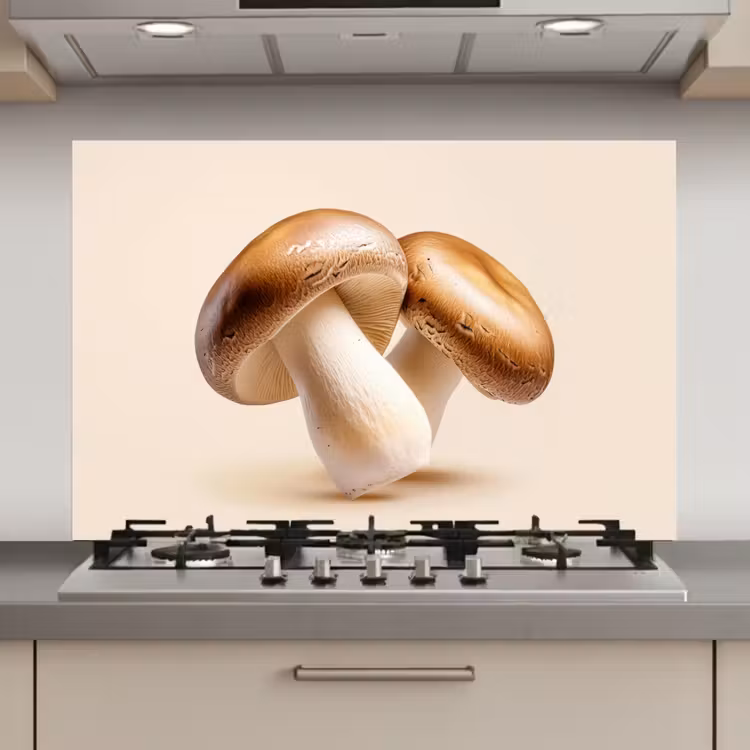 Champignons - Zacht - Beige keuken achterwand spatscherm klein -3d_website