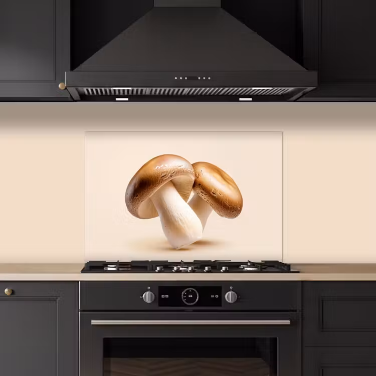 Champignons - Zacht - Beige keuken achterwand spatscherm klein -sfeer1