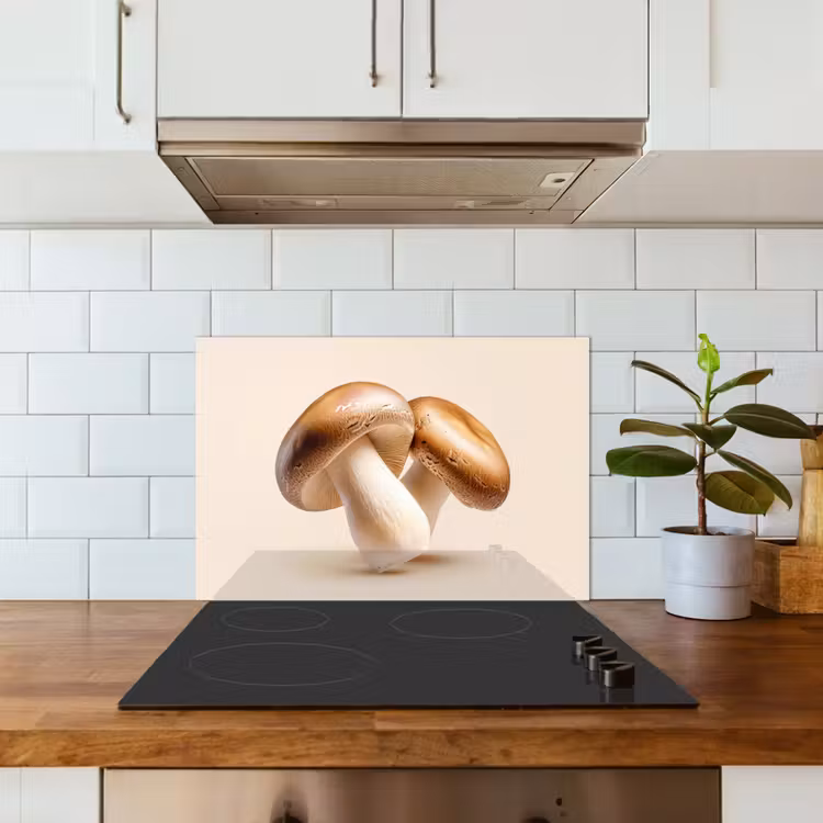 Champignons - Zacht - Beige keuken achterwand spatscherm klein -sfeer2