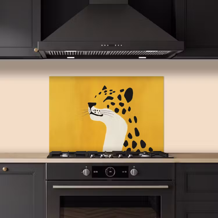 Cheetah - Illustratie - Geel keuken achterwand spatscherm klein -sfeer1