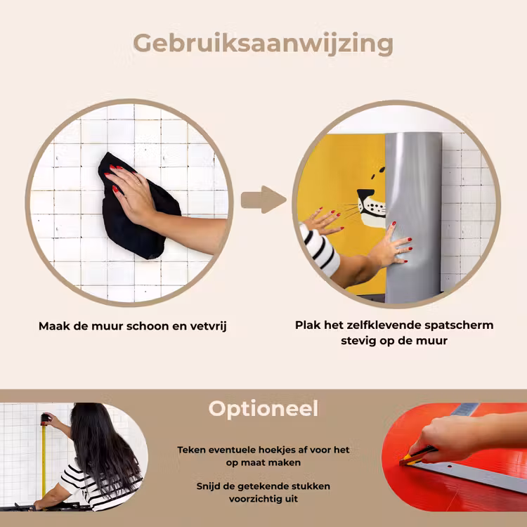 Cheetah - Illustratie - Geel keuken achterwand spatscherm klein -gebruiksaanwijzing_NL