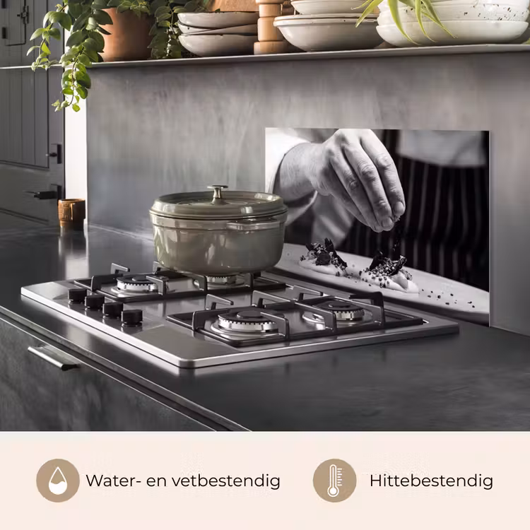 Chef - Garnering - Gerecht keuken achterwand spatscherm klein -usp_NL