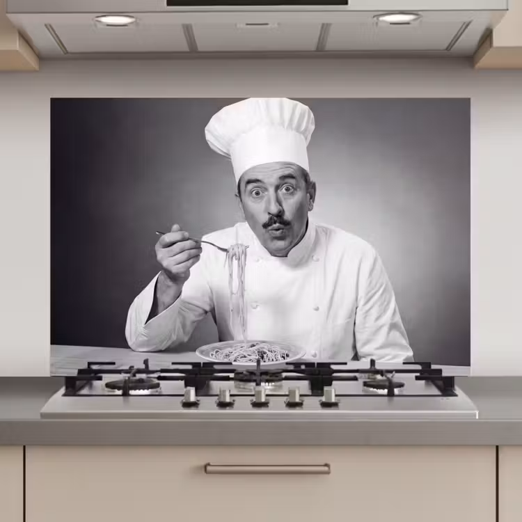 Chef - Spaghetti - Pasta keuken achterwand spatscherm klein -3d_website