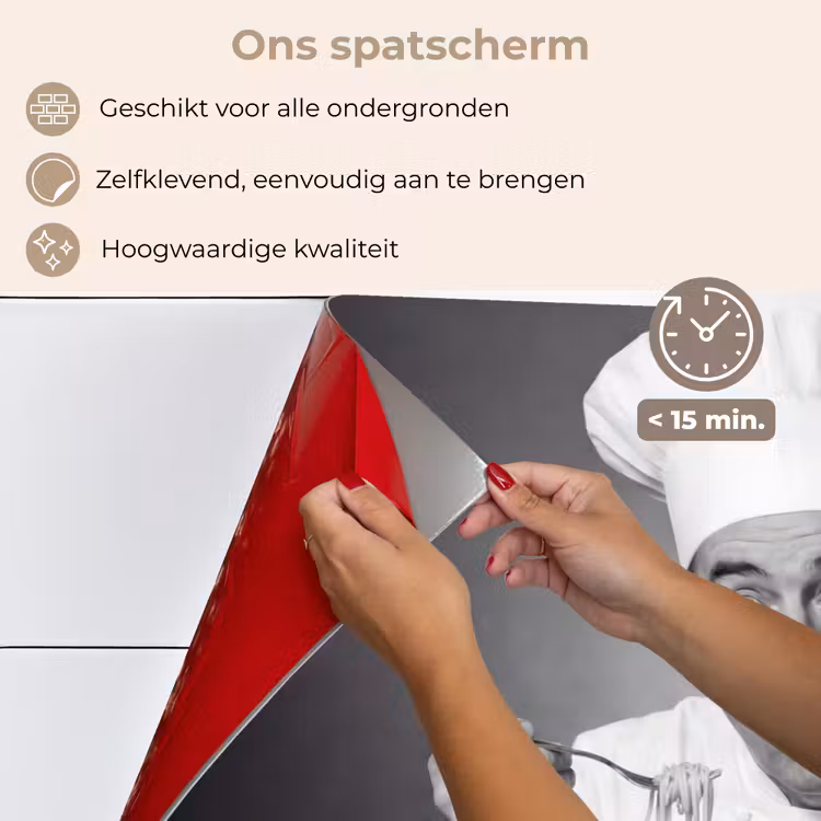Chef - Spaghetti - Pasta keuken achterwand spatscherm klein -spatscherm_NL