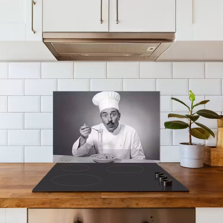 Chef - Spaghetti - Pasta keuken achterwand spatscherm klein -sfeer2