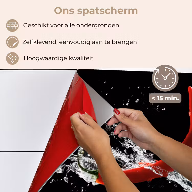 Chilipeper - Stilleven - Water - Zwart - Rood keuken achterwand spatscherm klein -spatscherm_NL