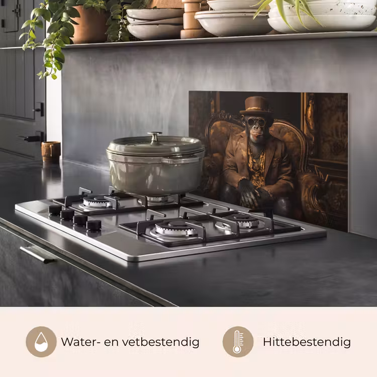 Chimpansee - Stoel - Pak - Bruin keuken achterwand spatscherm klein -usp_NL