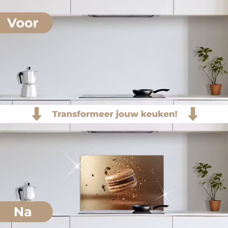Chocolade - Macarons - Eten - Snoep keuken achterwand spatscherm klein -voor_na_NL