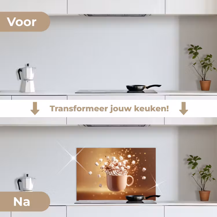 Chocomelk - Drinken - Warm - Bruin keuken achterwand spatscherm klein -voor_na_NL